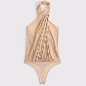 Abercrombie & Fitch Halter Wrap Bodysuit in Gold Shimmer